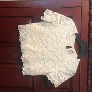 Haute Hippie lace ivory crop top